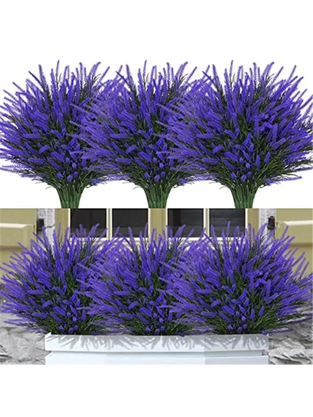 Artificial Lavender Plants UV Resistant Fake Flowers Outdoor Porch Decor